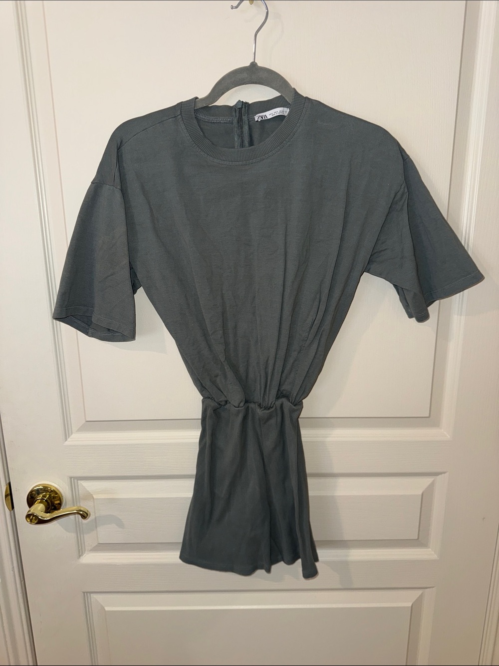 Zara dark olive green Short-Sleeve Romper